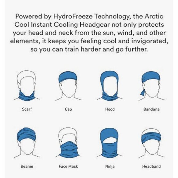 Arctic Cool Multifunctional Reusable Cooling Face Gaiter Mask Cover Blue NEW - Picture 3 of 9